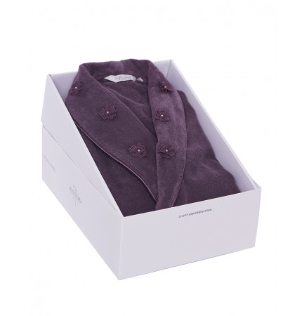 Халат женский махровый микрокотон Yonca Softcotton баклажан