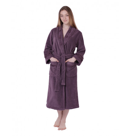 Халат женский махровый микрокотон Yonca Softcotton баклажан