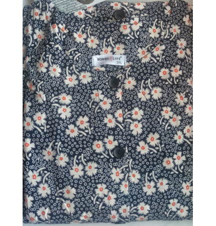 Женский трикотажный халат RS k.7496 "Васильки" черный