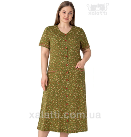 Женский трикотажный халат RS k.8140 зеленый